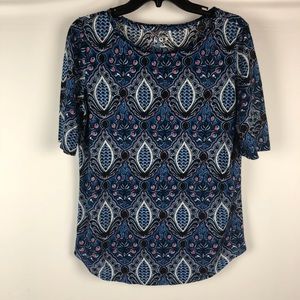 LOFT Love Linen Blue Print Blouse